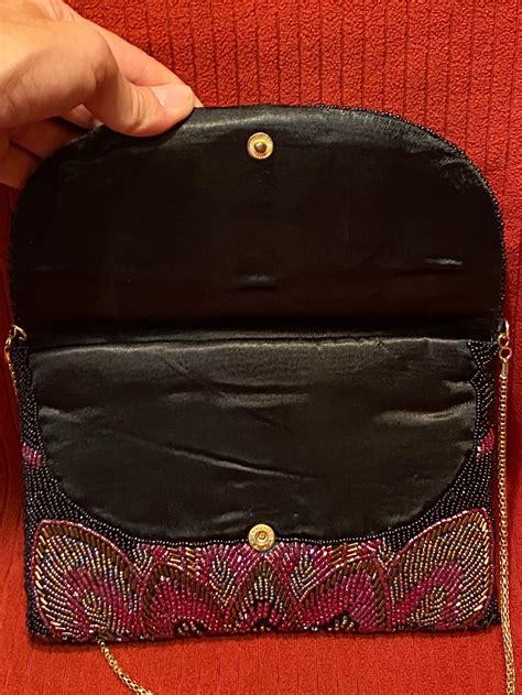 Vintage Black La Regale Ltd Beaded Purse Or Clutch Purple And Etsy