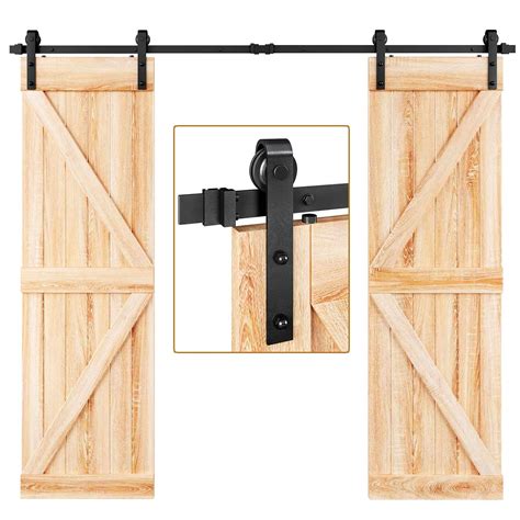 Easelife Ft Double Door Sliding Barn Door Hardware Track Kit Heavy