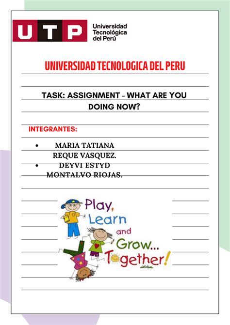 Tarea De Ingles Semana Universidad Tecnologica Del Peru Integrantes