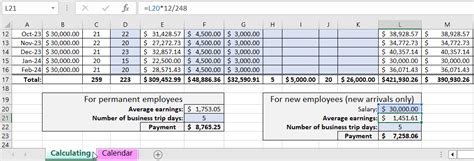 How To Calculate Average Salary For Business Trips In Excel