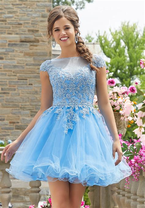 Modern Ombre Beaded Tulle Party Dress Morilee