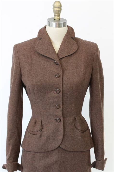 40s Suit Wool XS 1940s Vintage Suit Peplum Jacket And Skirt Etsy