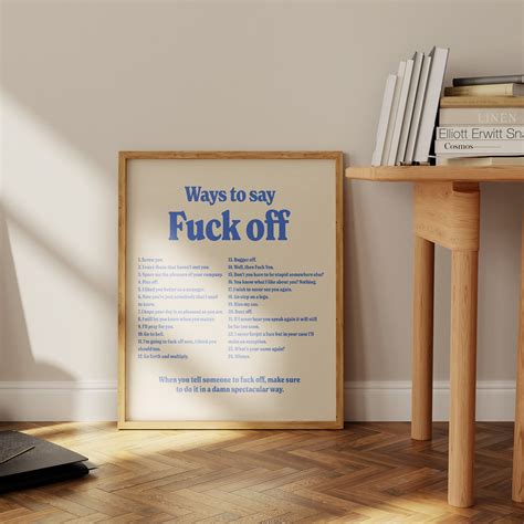 Ways To Say Fuck Off Poster Digital Print Funny Word Phrase Etsy