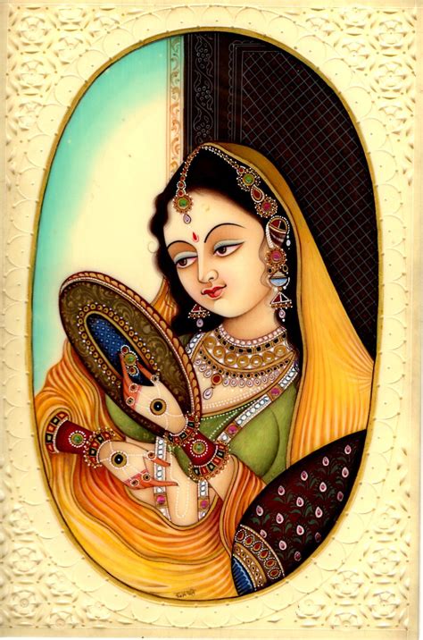 Indian Miniature Painting Mughal Princess Handmade Watercolor Mogul