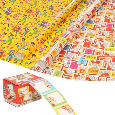 XL Inpakpapier Cadeaupapier Sinterklaas Print Gekleurd 2 5 X 0 7 Meter