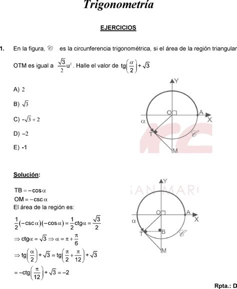 Trigonometr A Pre San Marcos Semana Solucionario Problemas Resueltos Pdf