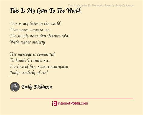 This Is My Letter To The World Poem By Emily Dickinson