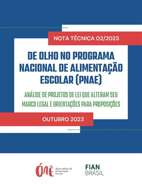 Nota T Cnica De Olho No Pnae An Lise De Projetos De Lei Que Alteram