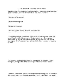 Ela Short Story The Pedestrian By Ray Bradbury Questions By Plan Mr B