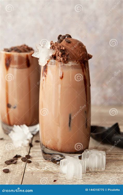 Chocolate Milkshake With Ice Cream Stock Image Image Of Sauce Scoop