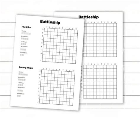 Printable Battleship Game Board - Brooklyn Berry Designs - Worksheets ...