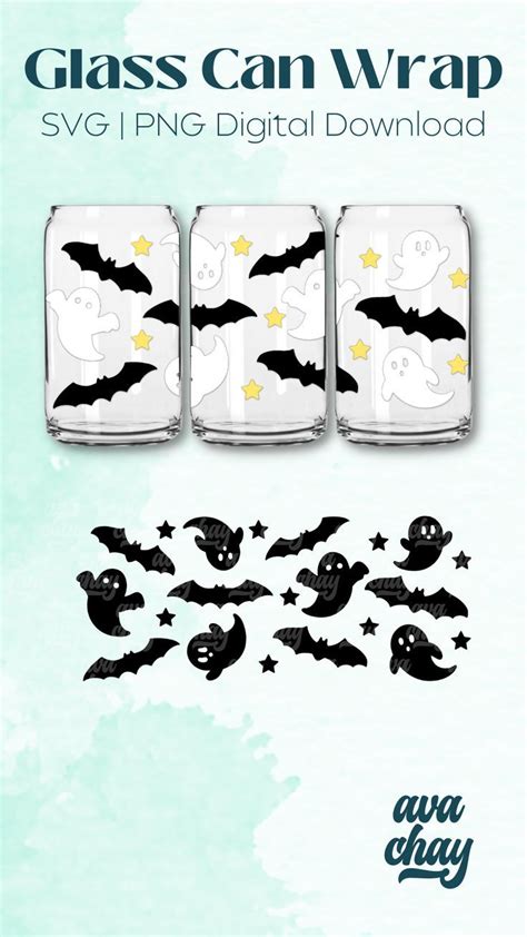 Halloween Glass Can Svg Oz Libbey Full Wrap Beer Can Glass Ghost