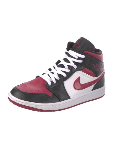 Jordan 1 Mid 'Noble Red' Sneakers - Black Sneakers, Shoes - WJORA61571 ...