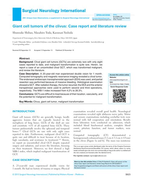 Pdf Giant Cell Tumors Of The Clivus Case Report And Literature Review