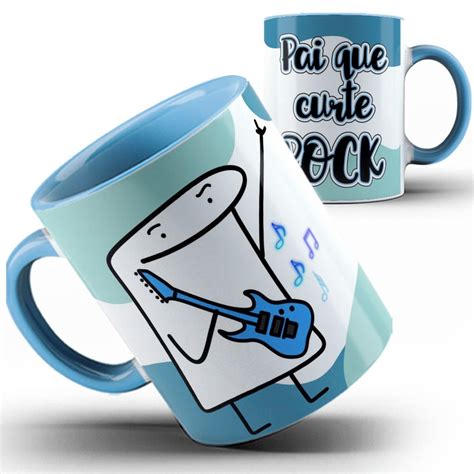 Caneca Azul Papai Flork Pai Que Curte Rock Elo