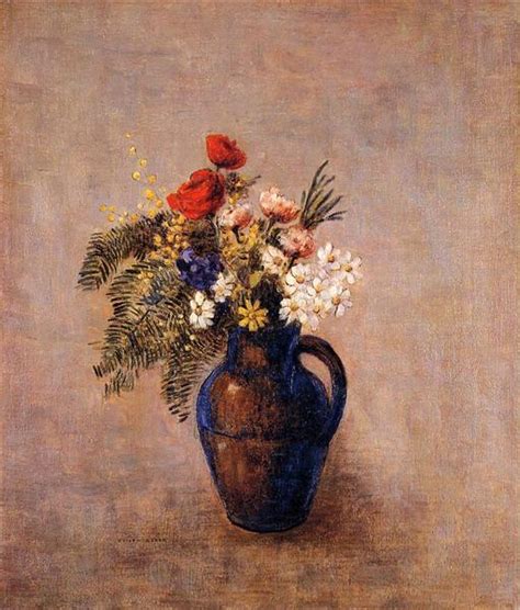 Bouquet Of Flowers In A Blue Vase C 1907 Odilon Redon WikiArt Org