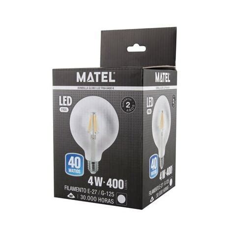 Ampoule globe LED à filament matel e27 g125 4w clair froid