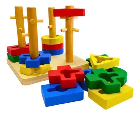 Juego Did Ctico Encajable De Figuras Geom Tricas Montessori Cuotas