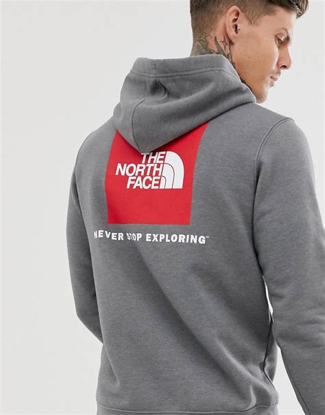 The North Face Red Box Pullover Hoodie In Gray Modesens In 2021 The