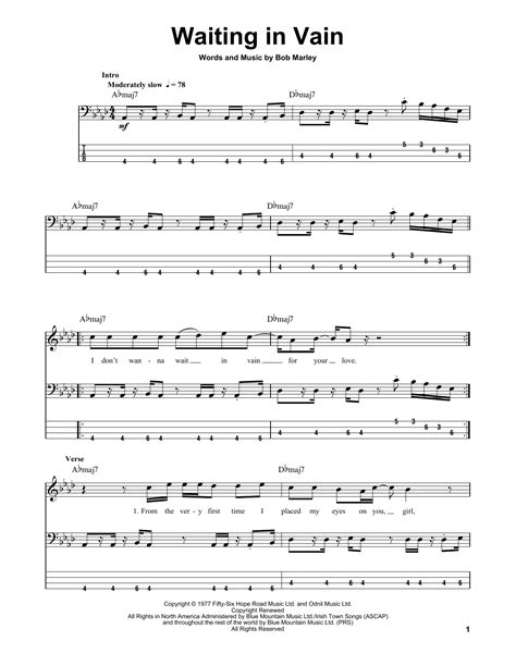 Waiting In Vain by Bob Marley - Bass Tab - Guitar Instructor