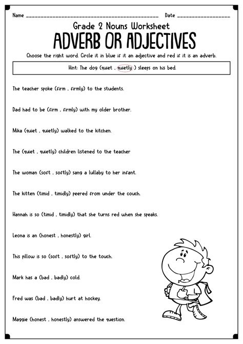 Adjective And Adverb Worksheets 2nd Grade