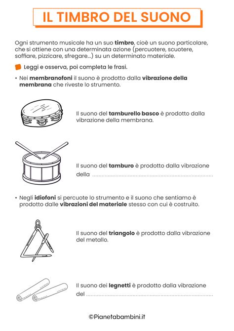 Il Timbro Del Suono Schede Didattiche Per Bambini Pianetabambini It