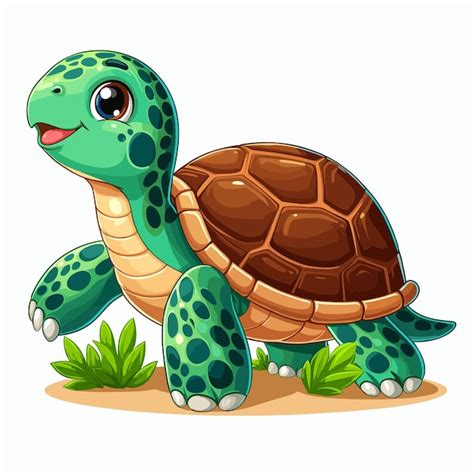 Premium Vector Cute Turtle Vector Cartoon Illustration