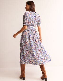 Elsa Midi Tea Dress Marshmallow Botanical Bunch Boden Eu