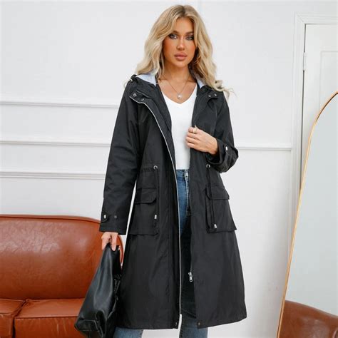 New Spring And Autumn Waterproof Long Trench Coats Fashion Loose Thin Coat Women Zipper Long