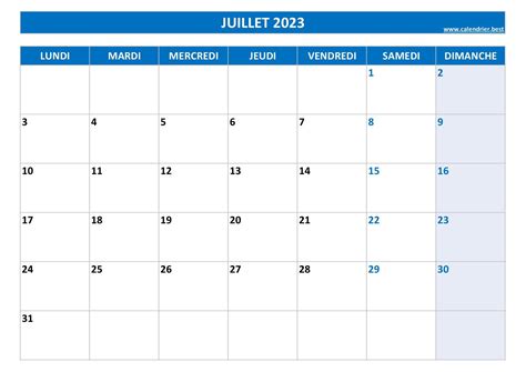 Calendrier Juillet Consulter Ou Imprimer Calendrier Best