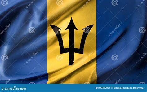 Barbados Waving Flag Stock Illustration Illustration Of Freedom