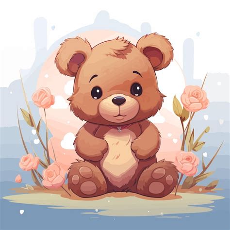 Illustration vectorielle de dessin animé mignon ours en peluche