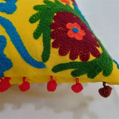 Multicolor 100 Natural Cotton Suzani Hand Embroidery Pillow Cushion