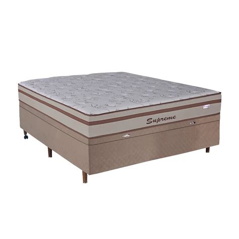 Conjunto Cama Box Casal Ba Suede Colch O Mola Ensacada Conforto