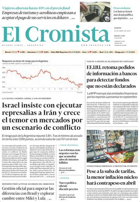 Periódico El Cronista Comercial Argentina Periódicos De Argentina Edición De Martes 16 De