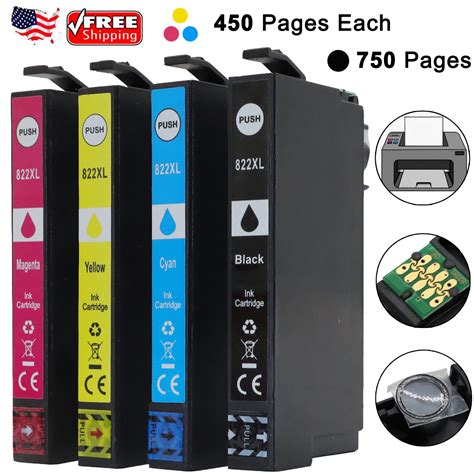 822XL Ink Cartridges Replacement for Epson WorkForce Pro WF-3820 WF ...