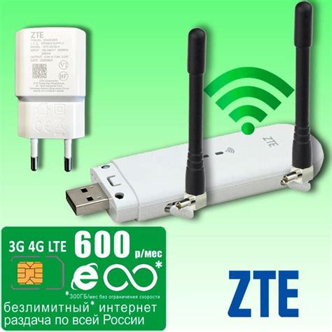 Беспроводной модем ZTE Комплект с безлимитным интернетом и раздачей за