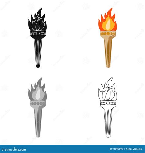 Olympic Torch Icon In Cartoon Style Isolated On White Background