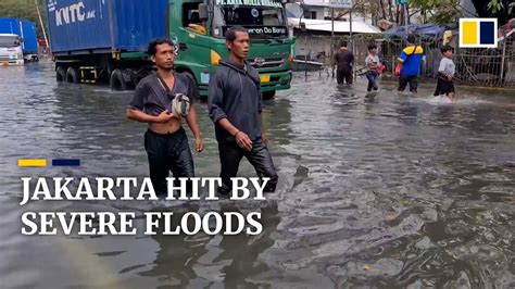 Flooding Leaves Much Of Indonesian Capital Jakarta Submerged Youtube