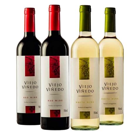 Kit 4 Vinhos Argentinos Viejo Viñedo Red Wine Branco