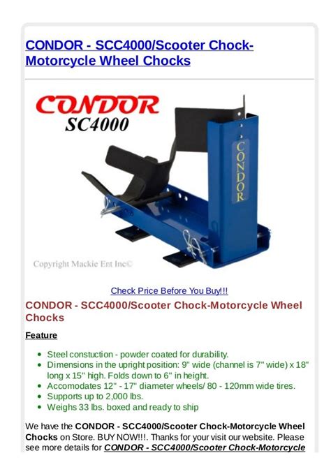 Condor scc4000 scooter chock-motorcycle wheel chocks