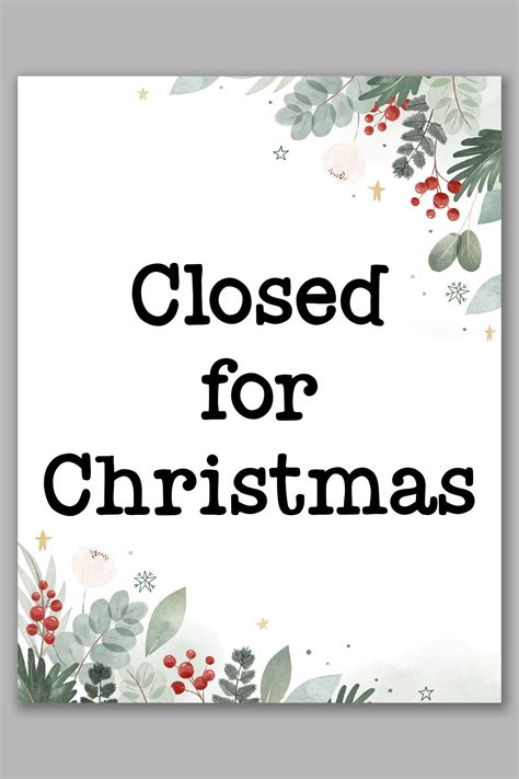 Free Printable Closed for Christmas Sign Template Set