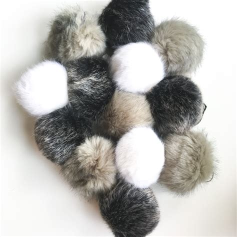 Faux Fur Pom Poms X Black Grey White Etsy