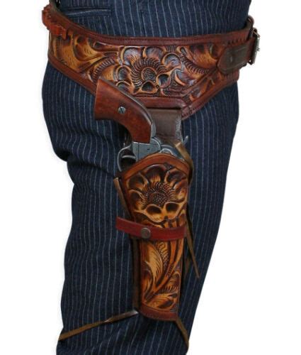 Wild West Gun Belt Holster Old Western Cowboy Leather Pistol Revolver