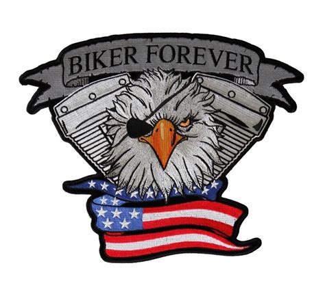 Large Biker Forever Mean Eagle American Flag Motorcycle Embroidered Biker Patch Ebay