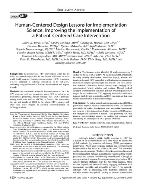 Pdf Human Centered Design Lessons For Implementation Science