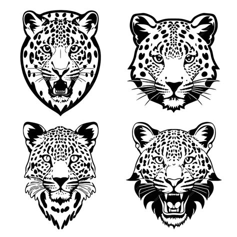 Premium Vector Leopard Head Logo Vector Stencil Set