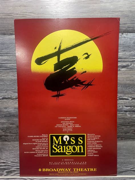 MISS SAIGON BROADWAY THEATRE LEA SALONGA BROADWAY WINDOW CARD POSTER