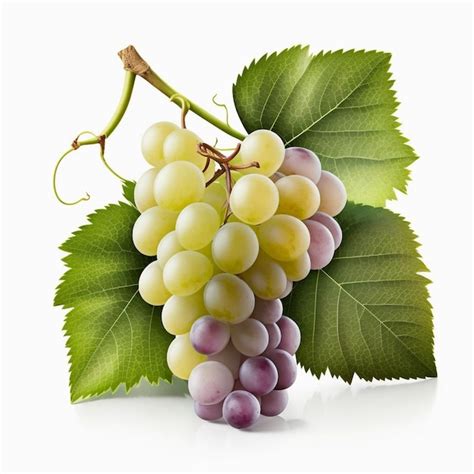 Racimo De Uvas Moradas Verdes Y Rojas Aisladas En Blanco Foto Premium