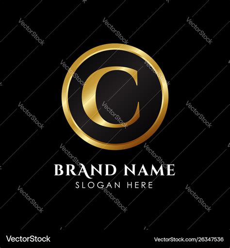 Luxury Letter C Logo Template In Gold Color Royal Vector Image